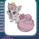 Adorable pink kitten with cheese hat and bow embroidery designs - Instant Download