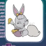 Sweet little bunny girl baking with whisk and bowl embroidery designs - Instant Download