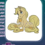 Adorable Sitting Blonde Pony Horse Cartoon Embroidery Designs - Instant Download