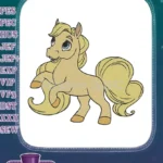 Cute Cartoon Blonde Pony Horse Embroidery Designs for Children's Apparel - Instant Download