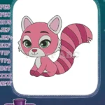 Cute Pink Cartoon Red Panda with Striped Tail Embroidery Designs - Instant Download