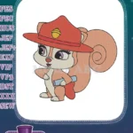Adorable Cartoon Squirrel Ranger with Acorn Hat and Scroll Embroidery Designs - Instant Download