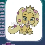 Cute Blonde Princess Puppy with Crown Embroidery Designs - Instant Download
