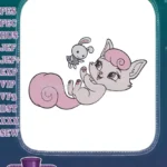 Adorable Pink Kitten and Bunny Playful Embroidery Designs - Instant Download