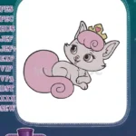 Cute Pink Princess Cat with Crown Embroidery Designs - Instant Download