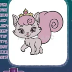 Cute Pink Squirrel Princess Crown Embroidery Designs - Instant Download