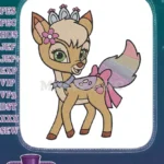 Cute Princess Fawn with Rainbow Tail Embroidery Designs - Instant Download