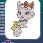 Adorable Pink Kitty with Dual Bows and Heart Charm Embroidery Designs - Instant Download