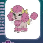Cute Pink Poodle Dog with Yellow Bows Embroidery Designs - Instant Download