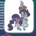 Enchanted Royal Pony with Ornate Crown and Feather Embroidery Designs - Instant Download
