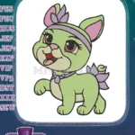 Cute Green Puppy with Purple Flower Headband Embroidery Designs - Instant Download