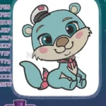 Adorable blue beaver wearing sailor hat and scarf embroidery designs - Instant Download