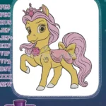 Cute Princess Pony with Pink Mane and Crown Embroidery Designs - Instant Download