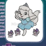 Puppy princess and three dapper kittens embroidery designs - Instant Download