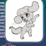 Cute playful cartoon poodle puppy dog embroidery designs - Instant Download