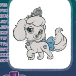 Cute White Princess Puppy with Tiara Embroidery Designs - Instant Download