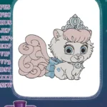 Adorable Royal Cat with Blue Tiara and Bow Embroidery Designs - Instant Download