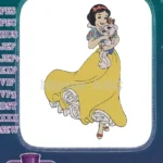 Snow White holding a cute pink cat embroidery designs - Instant Download