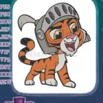 Cute Cartoon Tiger Knight Helmet Embroidery Designs - Instant Download
