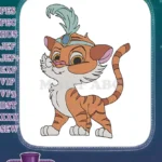 Cute Cartoon Tiger Cub with Feather Headband Embroidery Designs - Instant Download