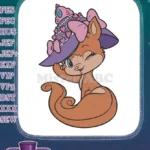 Cute winking fox-squirrel with purple heart hat embroidery designs - Instant Download