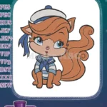 Cute Sailor Squirrel with Blue Eyes Embroidery Designs - Instant Download