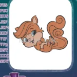 Playful Cartoon Squirrel with Big Blue Eyes Embroidery Designs - Instant Download