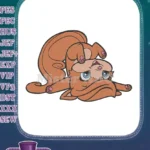 Adorable brown bunny with blue eyes playful embroidery designs - Instant Download