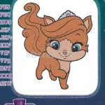 Cute Little Fluffy Squirrel Princess with Tiara Embroidery Designs - Instant Download