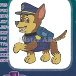 Paw Patrol Chase police dog cartoon character embroidery designs - Instant Download