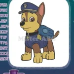Adorable Paw Patrol Chase police dog character embroidery designs - Instant Download