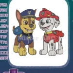 Paw Patrol Chase and Marshall Police Fire Dog Embroidery Designs - Instant Download