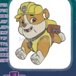 Rubble Paw Patrol Bulldog Construction Dog Happy Embroidery Designs - Instant Download