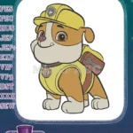Cute Rubble Paw Patrol Bulldog Puppy Construction Embroidery Designs - Instant Download