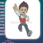 Smiling Ryder from Paw Patrol jumping action embroidery designs - Instant Download