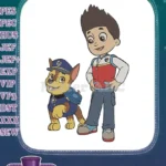 Paw Patrol Ryder and Chase happy police dog embroidery designs - Instant Download