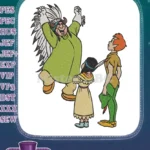 Peter Pan Chief Tiger Lily Joyful Native American Embroidery Designs - Instant Download