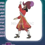 Evil pirate Captain Hook with hook hand embroidery designs - Instant Download