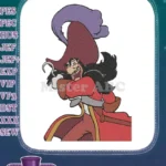 Laughing Captain Hook Peter Pan villain pirate embroidery designs - Instant Download