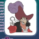Captain Hook Peter Pan Villain Grinning Pirate Embroidery Designs - Instant Download