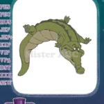Grumpy Green Cartoon Alligator Backwards Pose Embroidery Designs - Instant Download