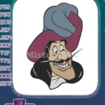 Smiling Captain Hook with hat and mustache embroidery designs - Instant Download