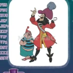 Classic Disney Captain Hook Smee pirate villain embroidery designs - Instant Download