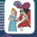 Captain Hook intimidating Wendy Darling classic Disney embroidery designs - Instant Download