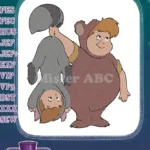 Playful Bear and Raccoon Kids Costumes Embroidery Designs - Instant Download