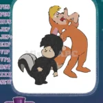 Funny cartoon skunk and screaming fox animal costume embroidery designs - Instant Download