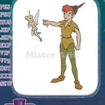 Flying Tinker Bell and Peter Pan pointing classic embroidery designs - Instant Download