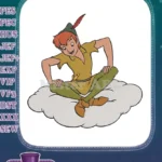 Happy Peter Pan on cloud magical adventure embroidery designs - Instant Download