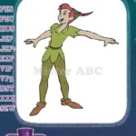 Peter Pan character embroidery designs for children's apparel - Instant Download