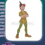 Classic Peter Pan character with dagger embroidery designs for boys - Instant Download